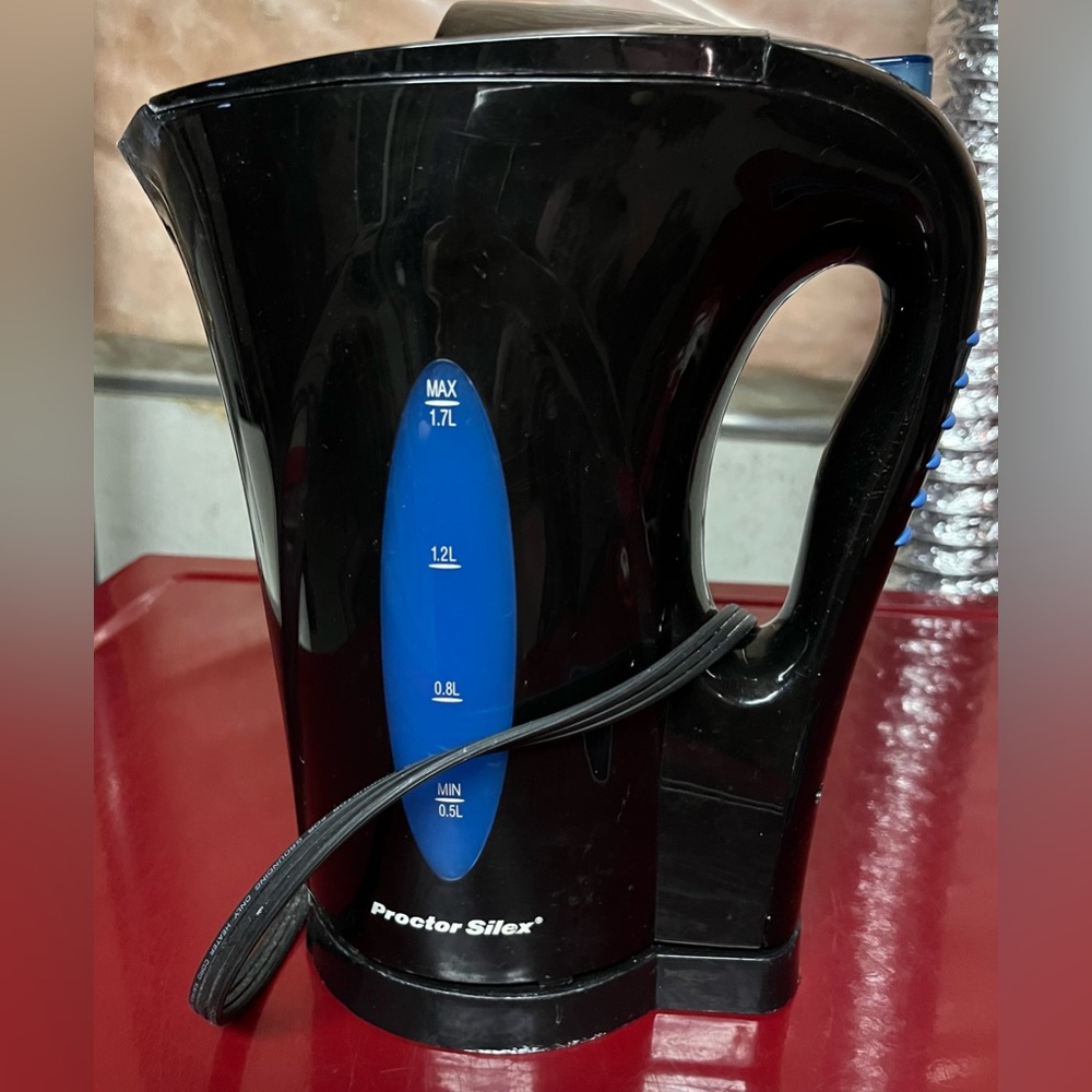 Electric Kettle and Base Proctor Silex Black Kitchen Appliance for Hot Water Tea